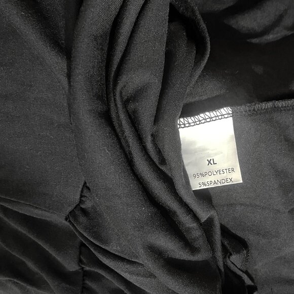 Women’s Black Long Sleeve Relaxed Fit Layered Dress XL Knee Length Self Tie Belt - Picture 9 of 10